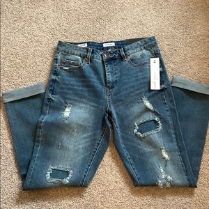Cropped, distressed jeans, size 8